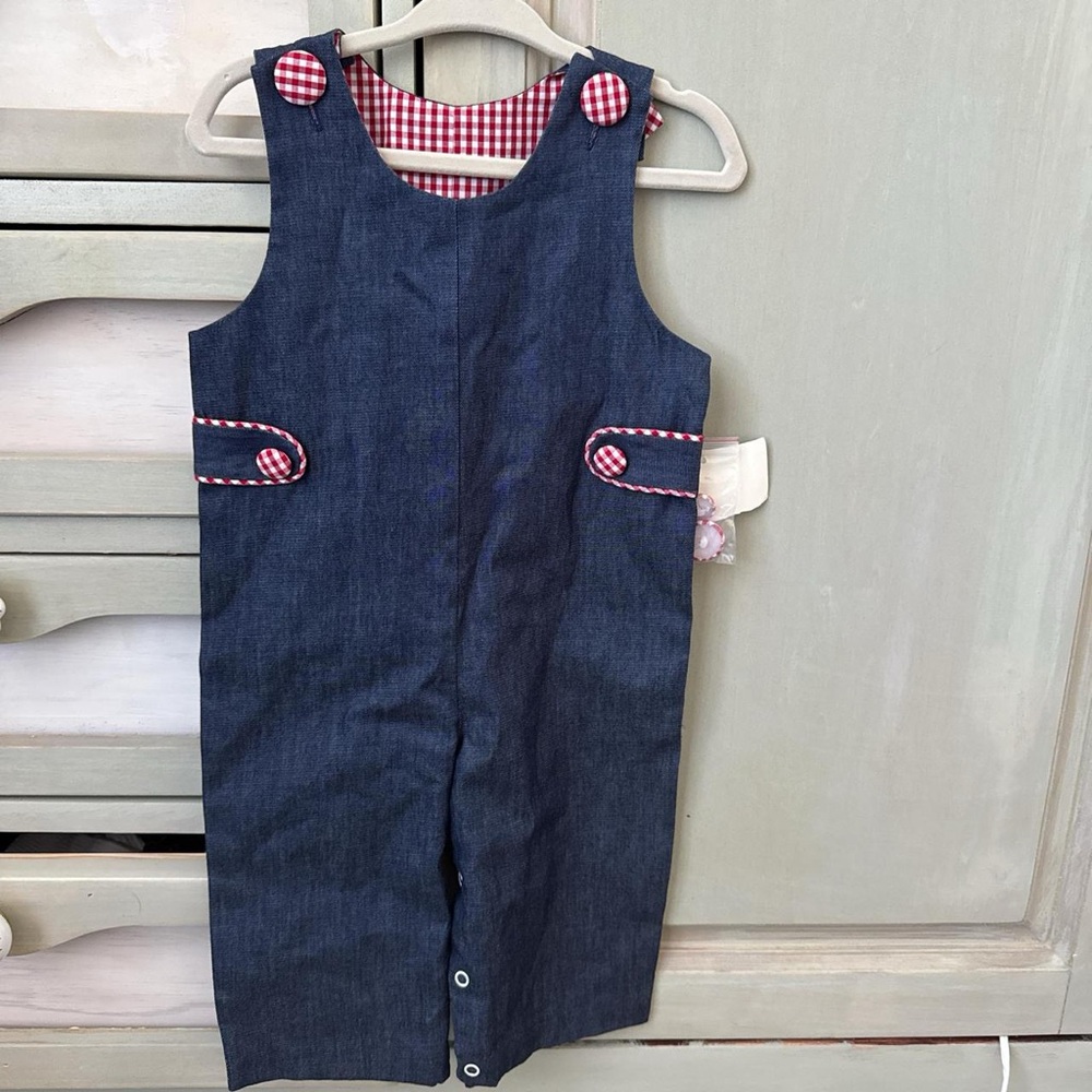 Kids Denim Overalls with Pink Accents